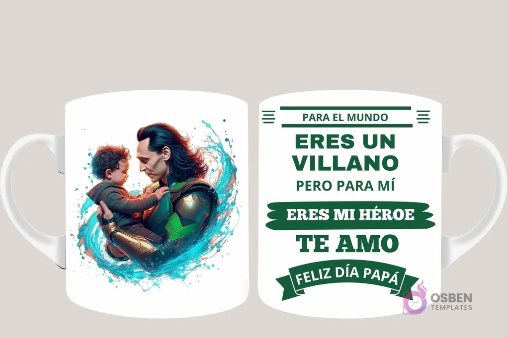 Pack 33 Plantillas Tazas Día del Padre Villanos Sublimación PNG | Héroe Papá