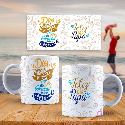 Pack Plantillas Sublimación Tazas Día del Padre | Frases Cristianas de Dios