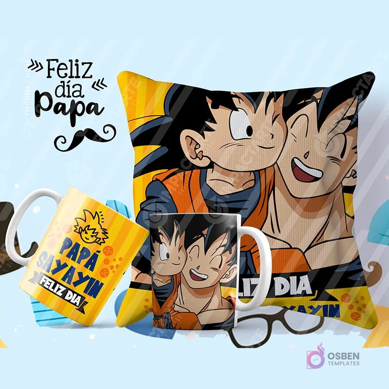 Pack Plantillas Sublimación Día del Padre Caricaturas V2 | Tazas + Cojines PSD/PNG