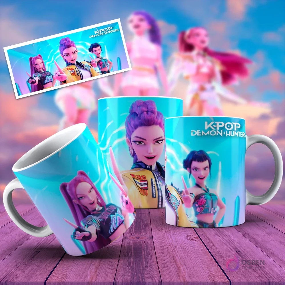 Pack de Plantillas para Tazas KPOP Demon Hunters N°2 - Diseños JPG Exclusivos