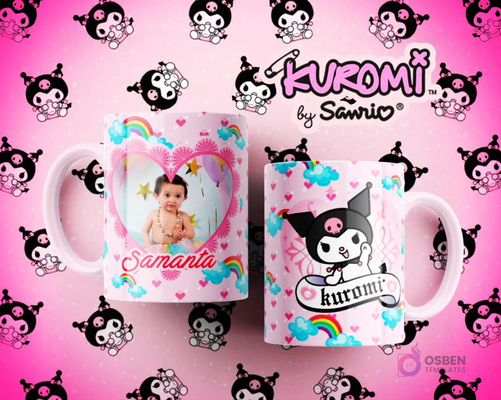 Diseños Premium Kuromi para Tazas Sublimación | Plantillas PNG PSD Sanrio