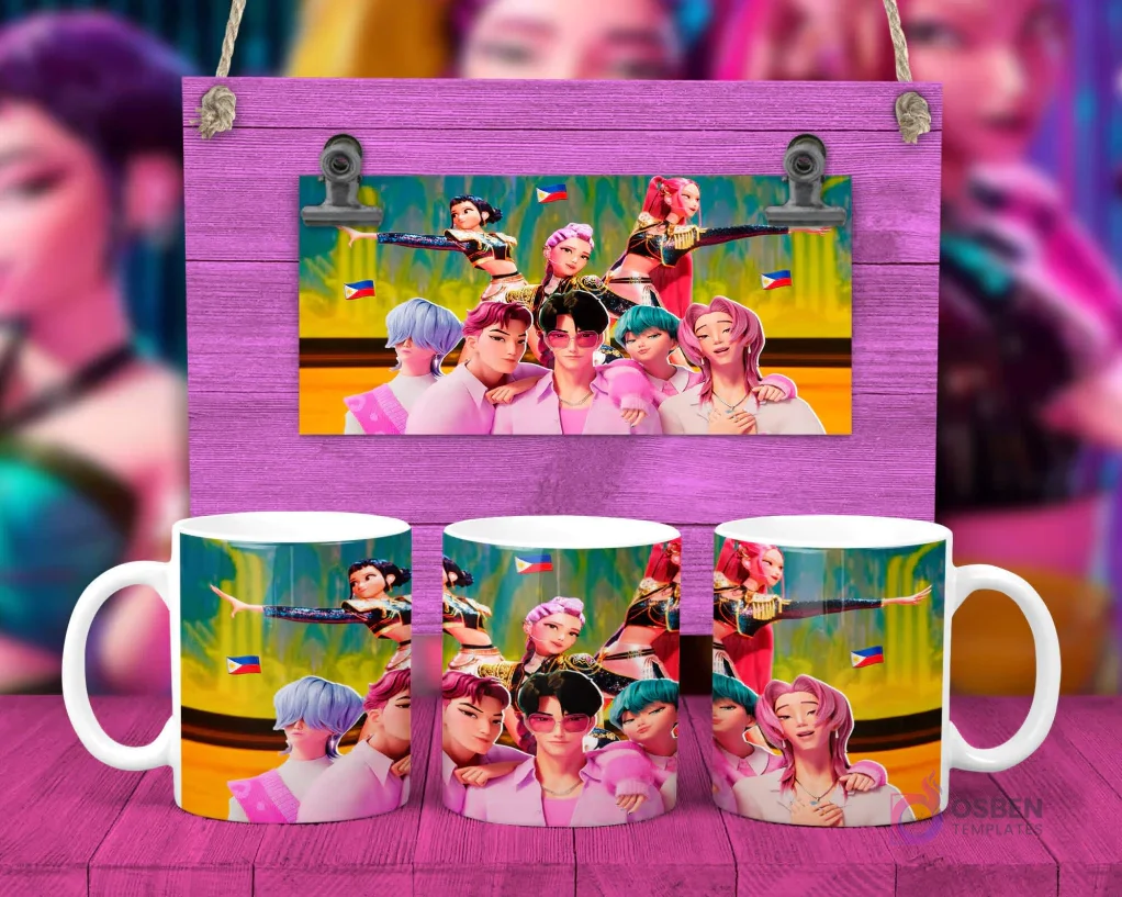 KPOP Demon Hunters N°3: Plantillas Exclusivas para Tazas de Sublimación