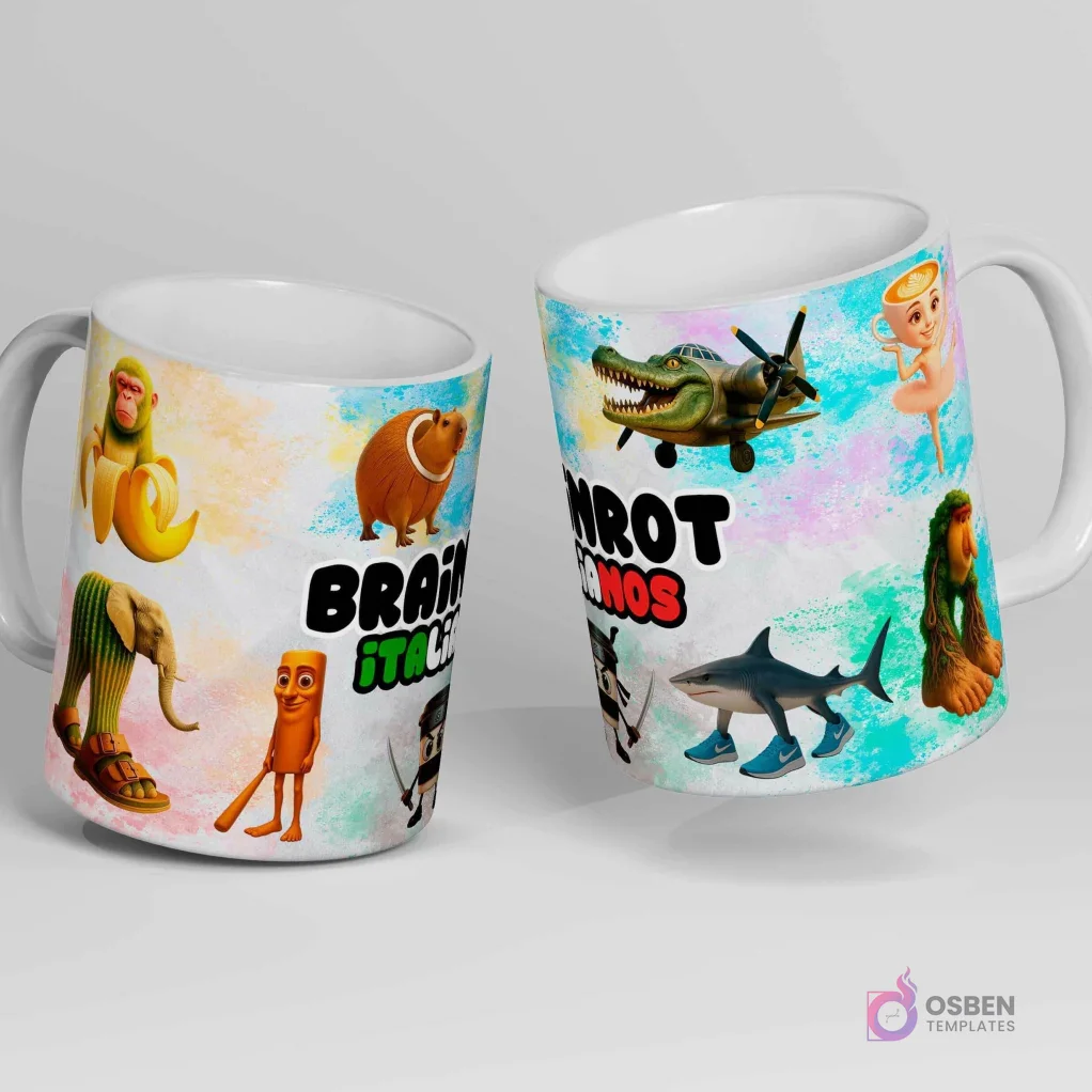 Tazas Brainrot N°2: Colección Divertida de Memes y Personajes Absurdos
