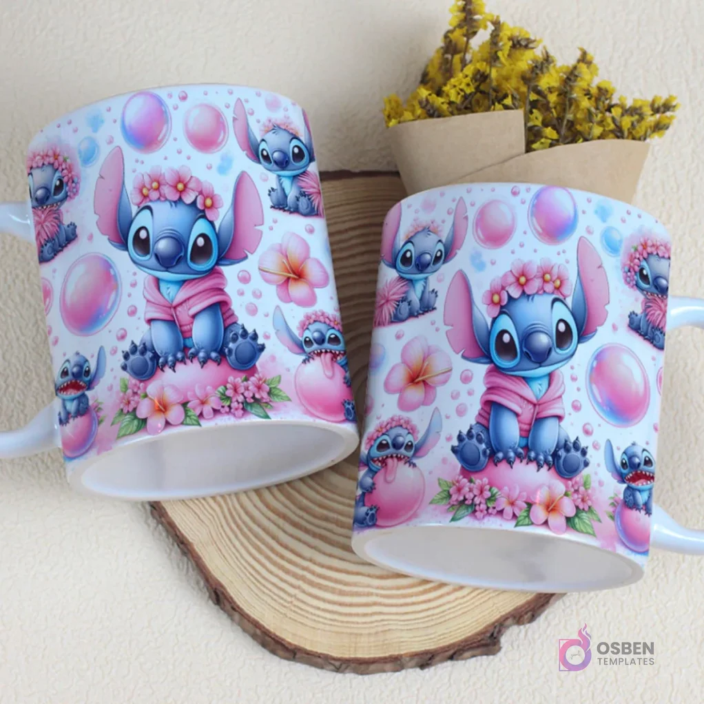 Diseños Stitch para Tazas | Plantillas Sublimación Premium Disney Kawaii