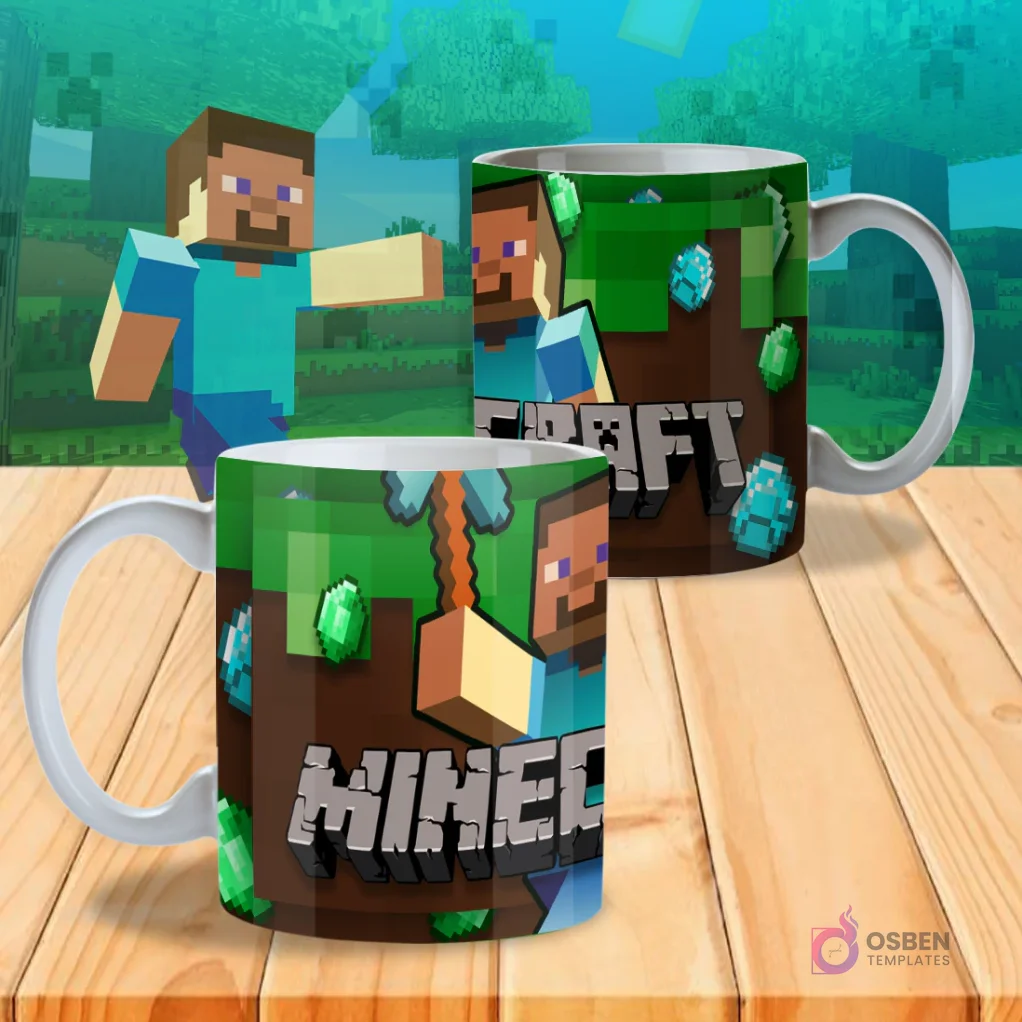 Plantillas para Tazas Minecraft | Diseños Sublimación JPG y PSD