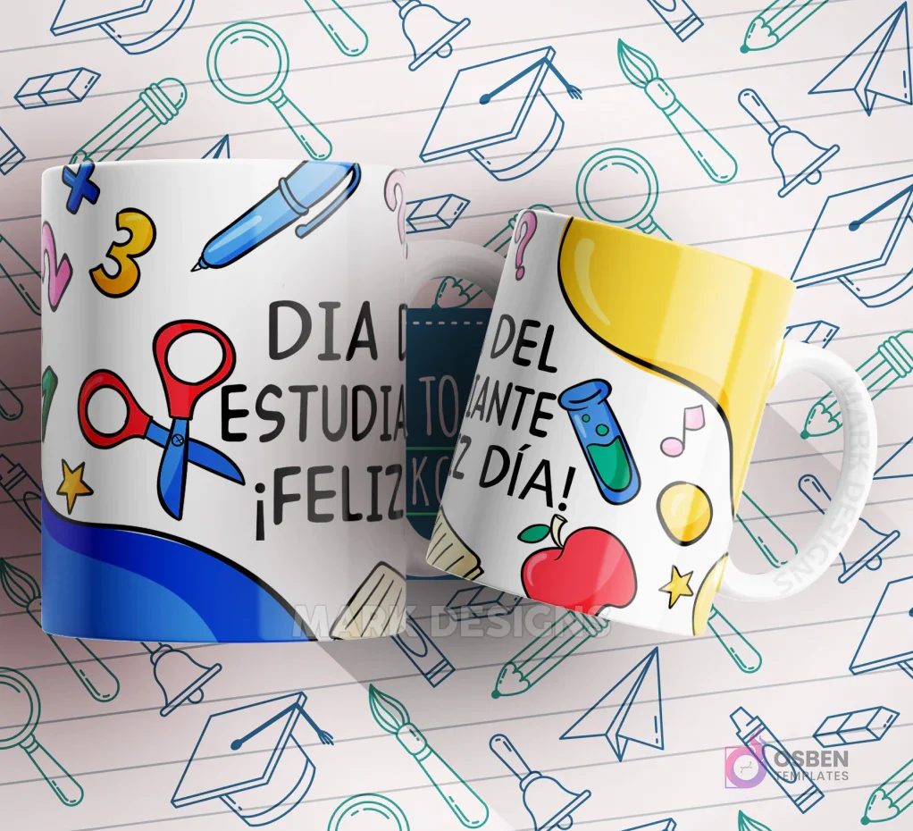 Pack 15 Diseños para Tazas Día del Estudiante - Sublimación JPG y Fuentes