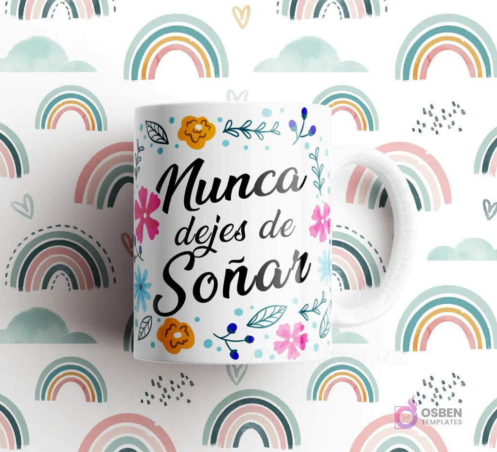 Diseños para Sublimar Tazas | 15 Frases Motivacionales JPG/PSD con Mockups