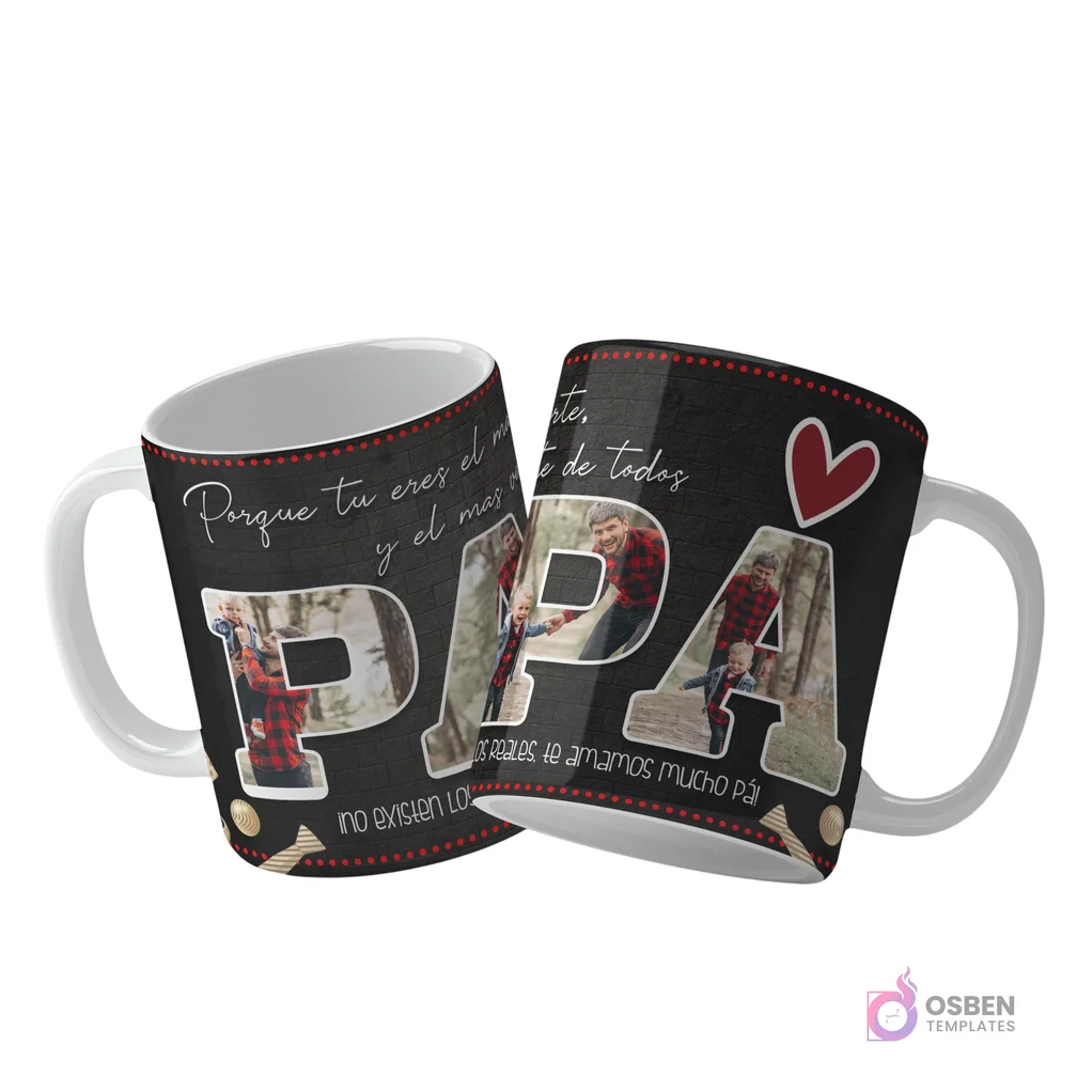 Plantillas para Tazas Día del Padre Vol.15 | Diseños Sublimación PNG/PSD Editables
