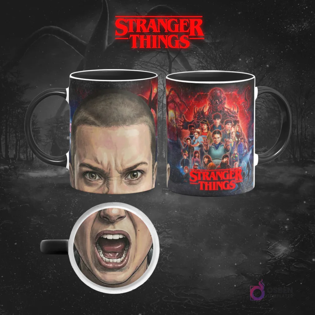 Diseños Stranger Things para Tazas | Personajes Bocas Sublimación Full Print