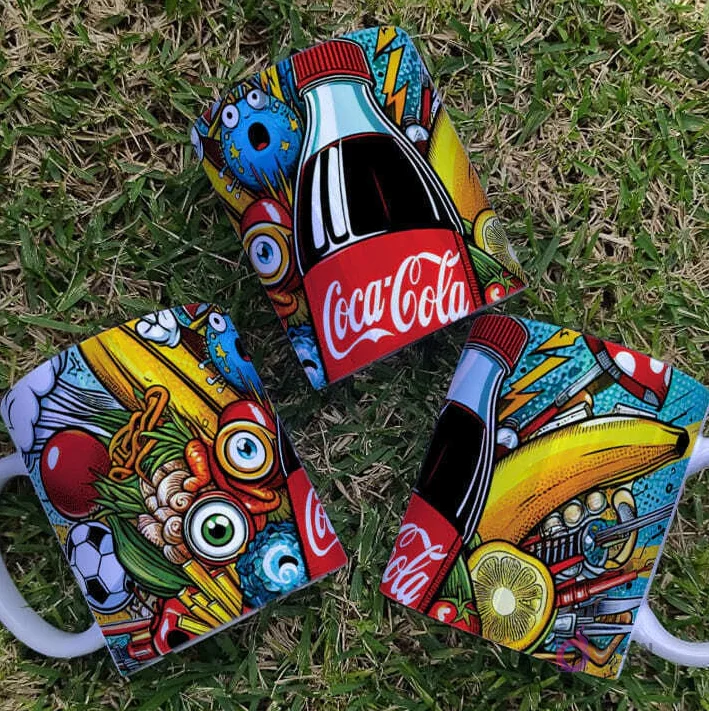 Pack de Diseños Pop Art Coca Cola para Sublimación de Tazas | Estilo Cómic y Superhéroes