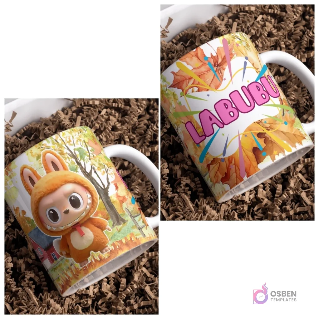 Plantillas Labubu Vol.3 para Sublimación de Tazas | Diseños PNG de Personajes Animados
