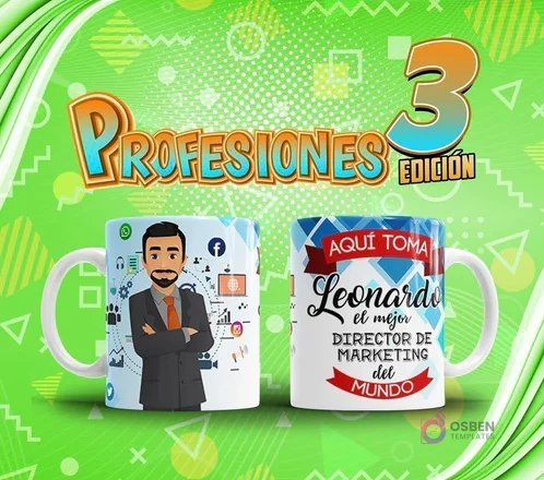 Diseños para Tazas de Profesiones El Mejor Vol.3 - Sublimación PSD y PNG