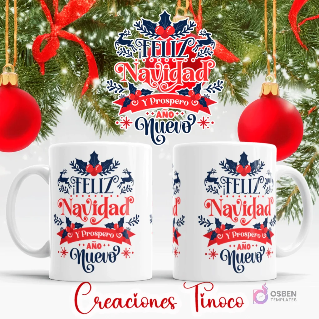 Navidad 2025: Diseños Premium para Tazas Sublimadas - PNG y Fuentes Exclusivas