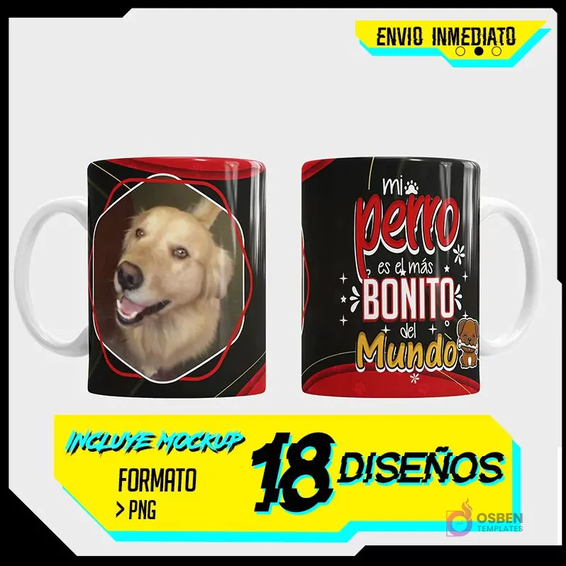 Plantillas de Sublimación para Tazas de Perros | 18 Diseños Exclusivos de Mascotas con Frases