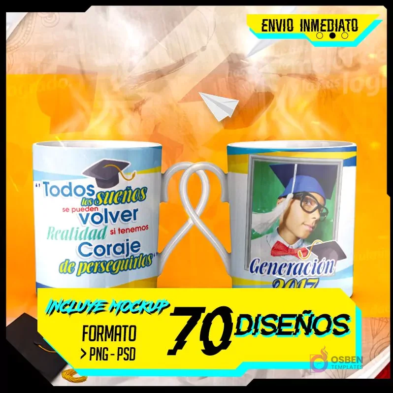 70 Diseños Sublimación Tazas Graduación | Pack Premium para Egresados