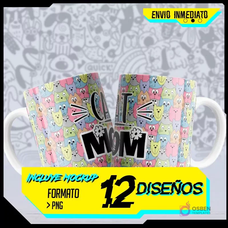 Pack Premium de Diseños para Sublimación de Tazas: Amantes de Gatos y Perros | Cat & Dog Lover PNG