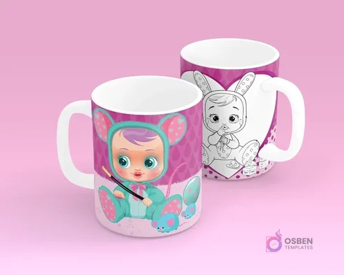 25 Plantillas Sublimación Tazas Infantiles Para Colorear | Diseños Exclusivos Día del Niño Vol.5