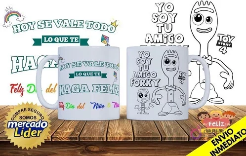 80 Diseños Creativos para Tazas Infantiles | Plantillas para Colorear en Sublimación JPG