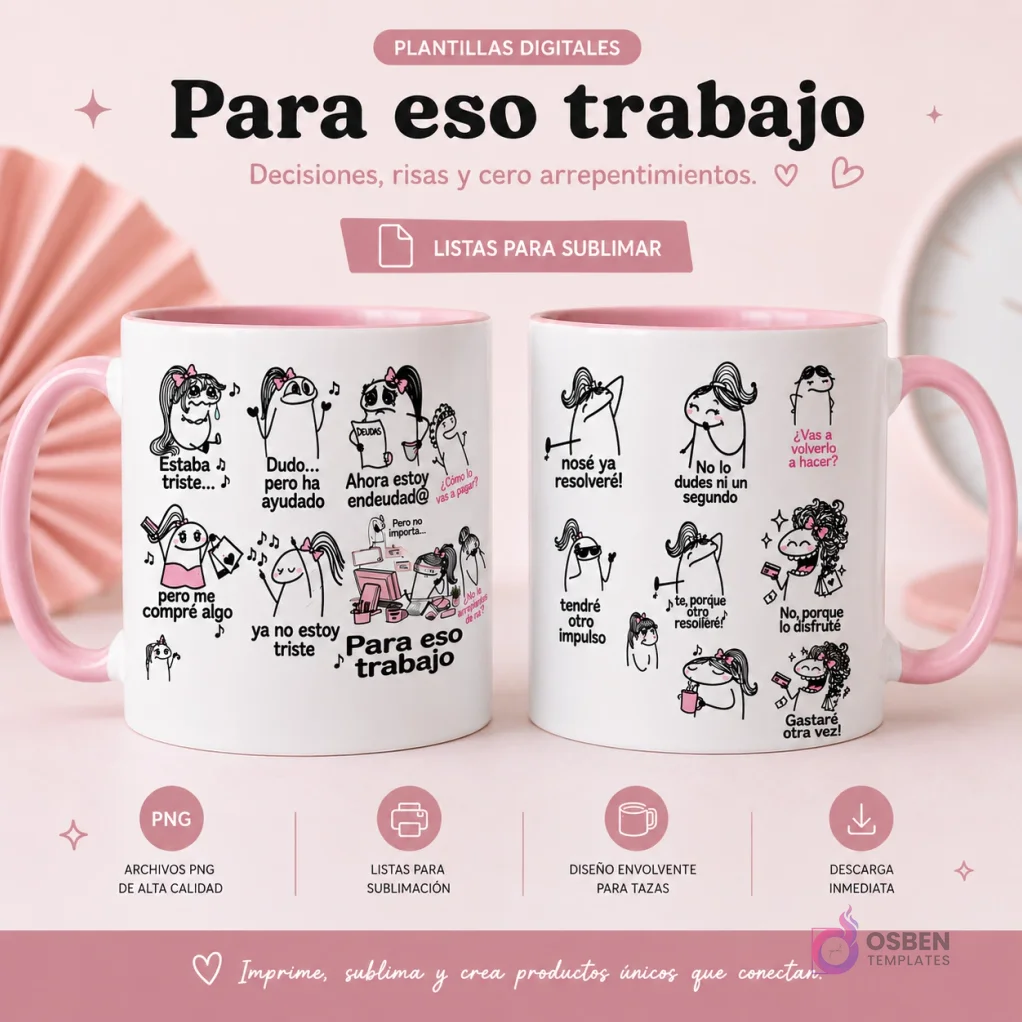 Taza Flork "Para eso trabajo": Humor, Frases y Relatabilidad para tu Día a Día