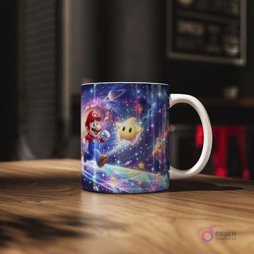 Diseños Premium Mario Galaxy para Sublimar Tazas | Alta Calidad JPG + Mockups
