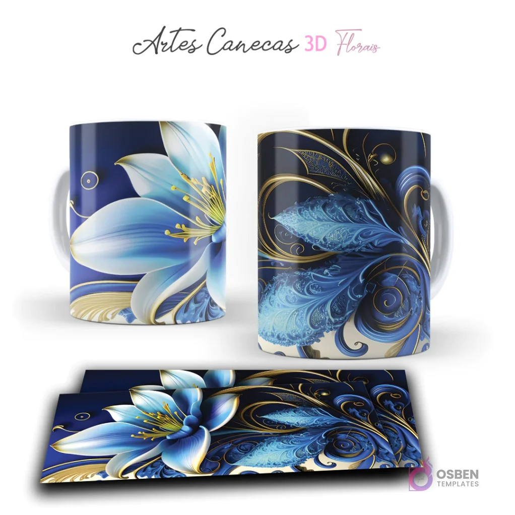 Colección Exclusiva: 32 Plantillas 3D de Flores para Sublimación de Tazas | Pack Floral Premium
