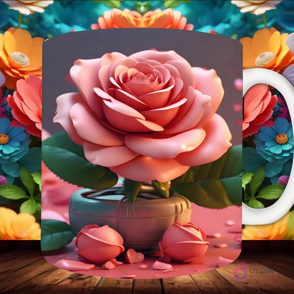 Pack 32 Diseños Tazas 3D Flores y Personajes Tiernos | Sublimación Premium