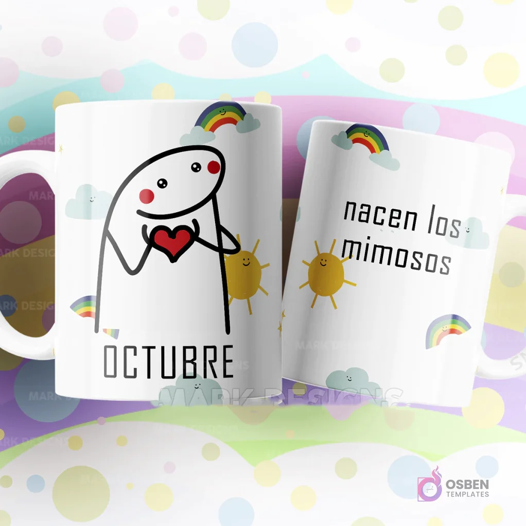 Plantillas para Tazas Flork Meses del Año: Diseños Exclusivos para Sublimación de Cumpleaños