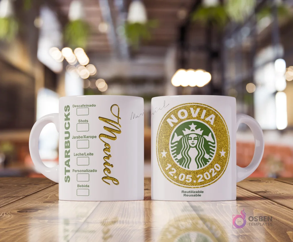 Plantillas Sublimación para Tazas: Estilo Café Starbucks y Personajes