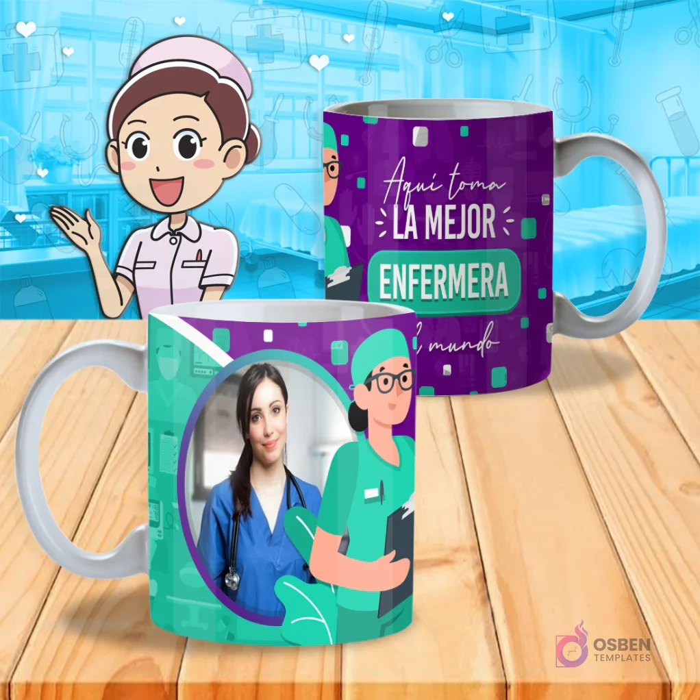 Diseños Tazas Sublimación Enfermeras y Enfermeros | Regalos Originales Profesiones