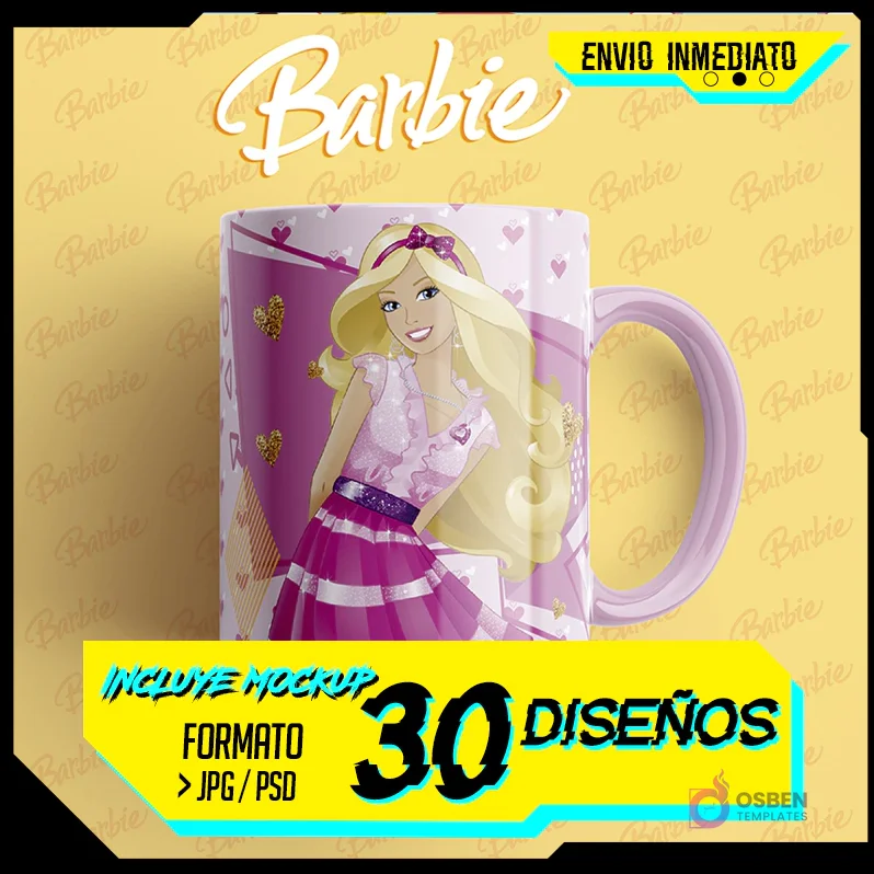 Plantillas Barbie para Sublimación de Tazas | Diseños Infantiles Únicos