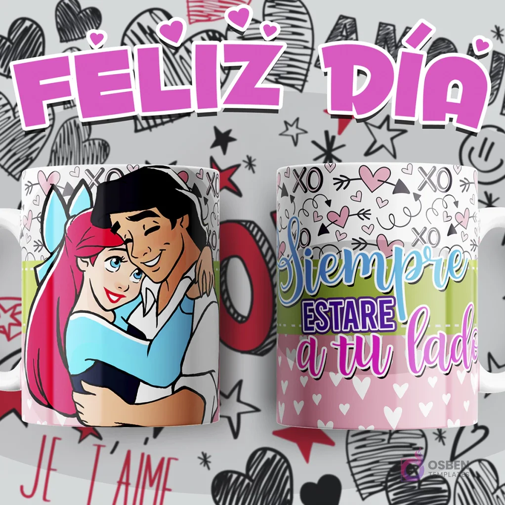 Diseños para Tazas de Sublimación: Amor y Amistad con Personajes Animados Favoritos