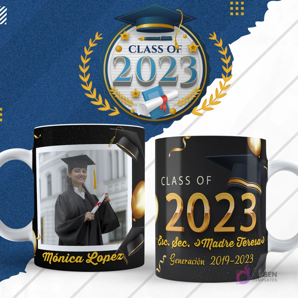 Plantillas de Sublimación para Tazas de Graduación | Diseños Premium PNG y PSD