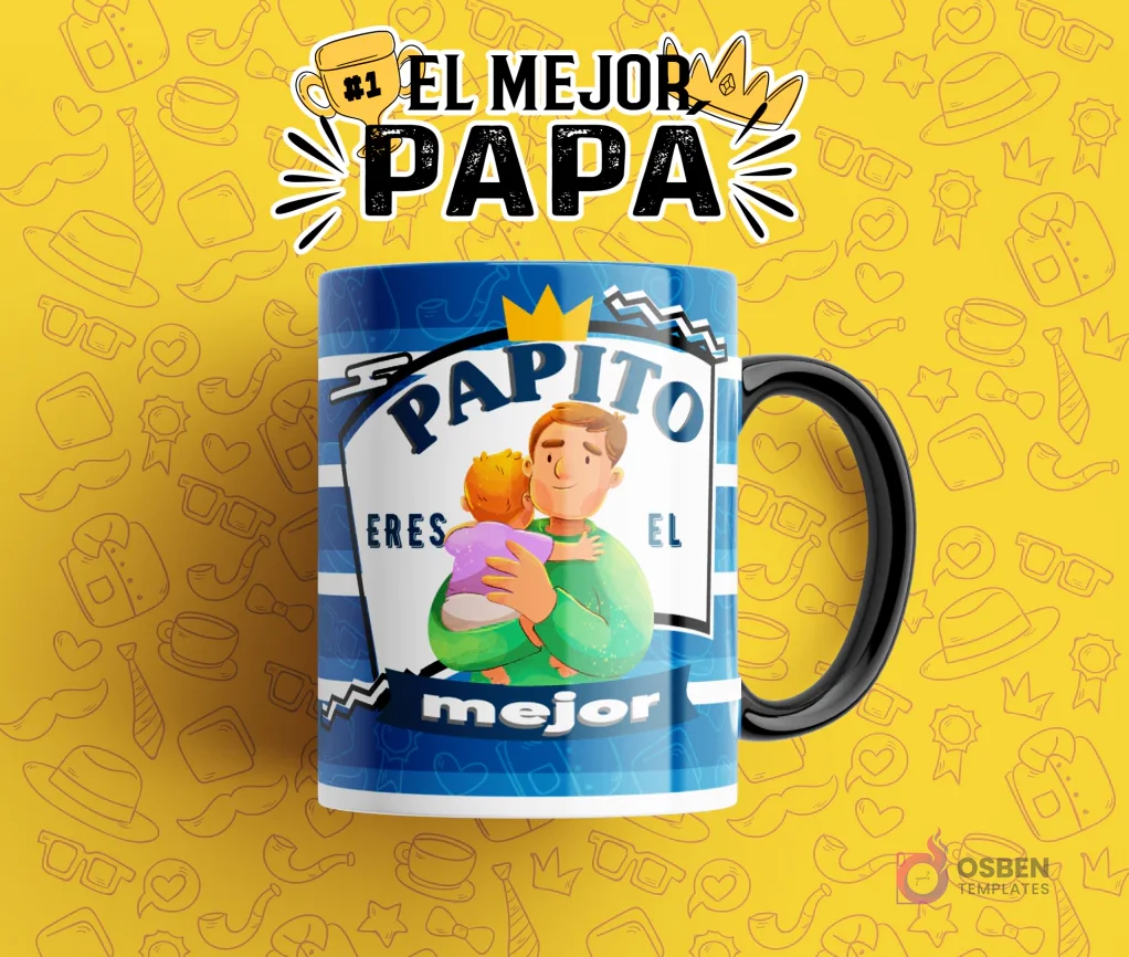 Pack 10 Plantillas Para Tazas Día del Padre | Diseños Sublimación PSD y JPG 'El Mejor Papá'