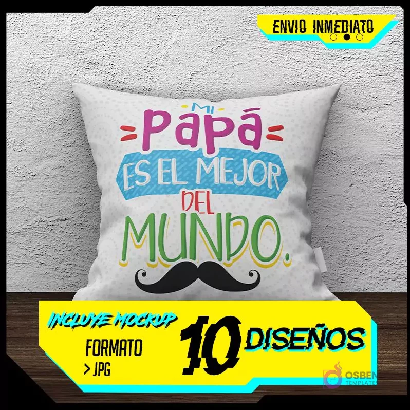 Plantillas Sublimación Cojines Día del Padre - 10 Diseños JPG + Mockups | Descarga Inmediata