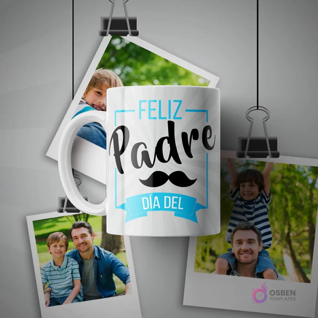 Plantillas para Tazas Día del Padre Vol.17 - Diseños Sublimación JPG PSD con Mockups Editables