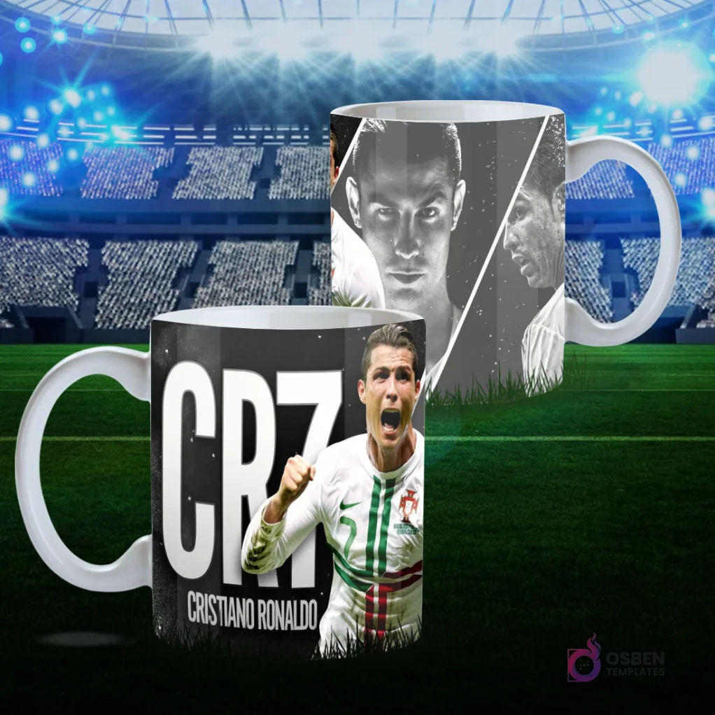 Pack 15 Plantillas para Tazas CR7 Cristiano Ronaldo Sublimación PNG/PSD