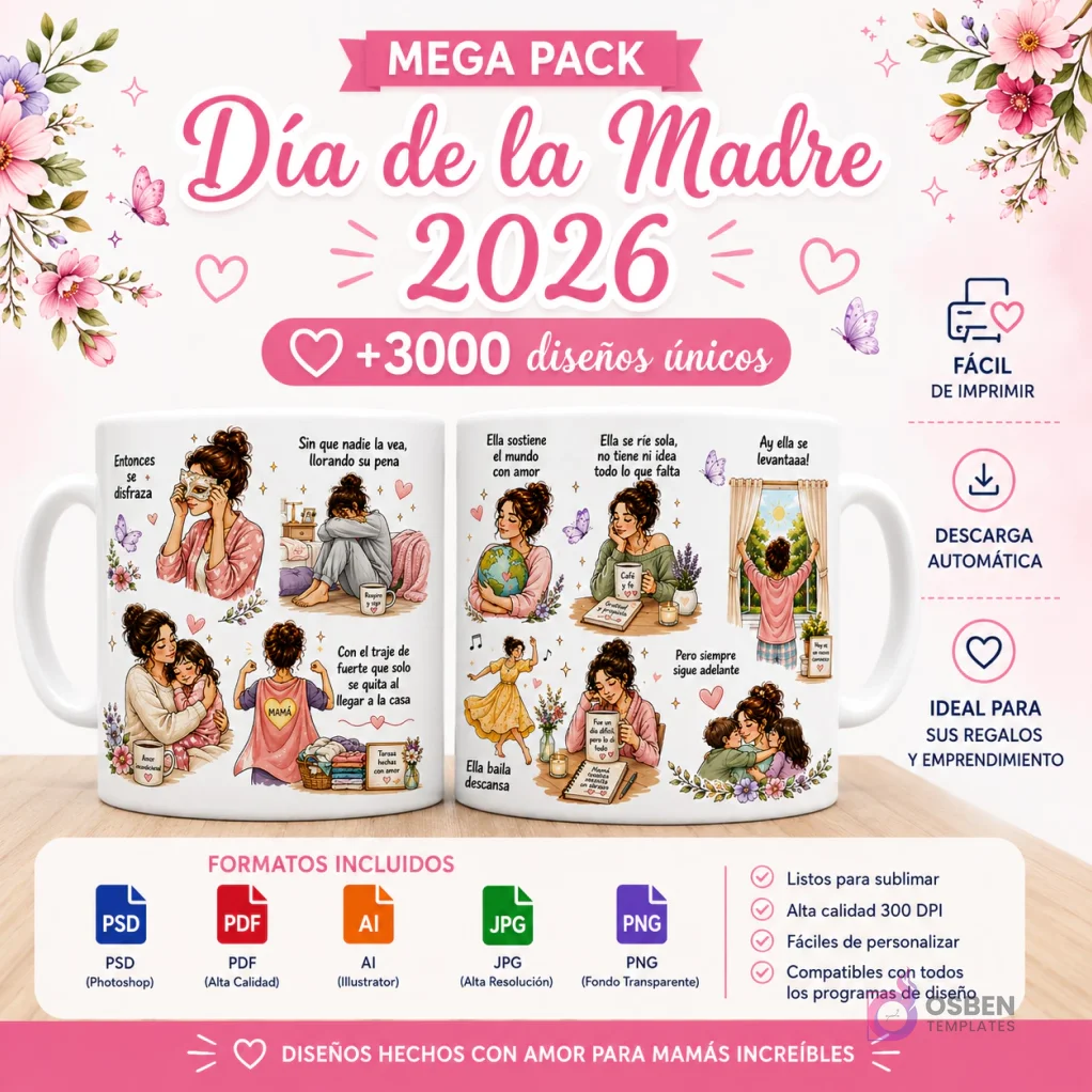 Mega Pack Día de la Madre 2026: +3000 Diseños para Sublimación y Emprendedores