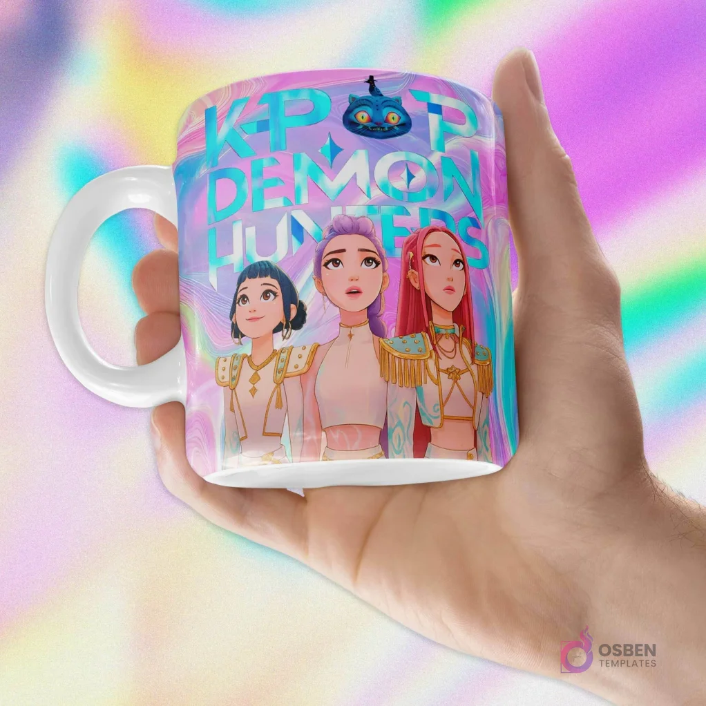 Pack Plantillas Tazas Sublimación Huntrix Demon Hunter | K-POP Gaja Boys PNG