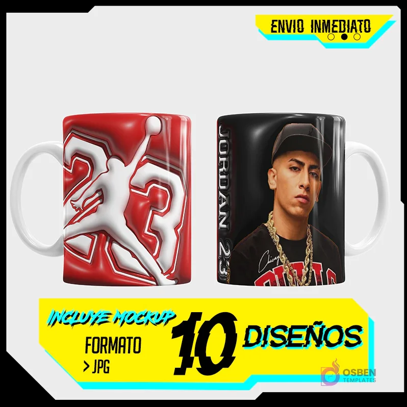 Plantillas 3D para Sublimación de Tazas: Cantantes Urbanos Inflados
